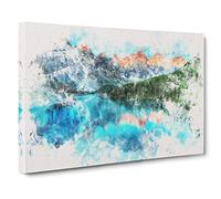 Banff National Park in Alberta Canada Watercolour Canvas Print | Gallery Wrapped 30mm Frame Wall Art | 30x20 inches | Ready to Hang | Modern Landscape Picture | Living Room Bedroom Lounge Office