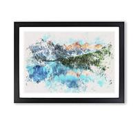 Banff National Park in Alberta Canada Watercolour Framed Print | A2 Black Framed Wall Art | Ready to Hang | Modern Historical Picture | Living Room Bedroom Lounge Office