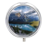 Banff National Park Pill Case with 3 Compartments - Portable Travel Pill Organizer for Purse, Easy-Open Button Design, Small Round Pillbox Vitamin Holder Organizer for Women Men