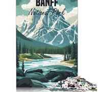Banff National Park Poster Puzzle for Adults 1000 Pieces Wooden Puzzles for Adults & Teenager Educational Game Challenge Toy 1000pcs (75x50cm)