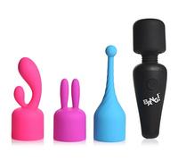 Bang! 10X Premium Silicone Mini Massage Wand with 3 Interchangeable Clitoral Stimulant Attachments for Women & Couples. Silky Smooth Feel, 3 Speeds, 7 Patterns of Vibration. Travel Size.