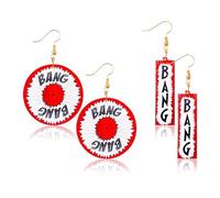 BANG Cowboy Western Earrings - Cowboy Inspired Earrings Jewelry for Women, Concert Accessories Gift (Red, 2 Pairs)