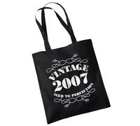 Bang Tidy Clothing 18th Birthday Gifts For Daughter - Cotton Tote Bag For Her - Funny Vintage Slogan Born In 2007 - Present Bag Gift Wrapping - Black