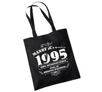 Bang Tidy Clothing 30th Birthday Gifts For Women - Cotton Tote Bag For Her - Funny Manufactured Slogan Born In 1995 - Present Bag Gift Wrapping - Black