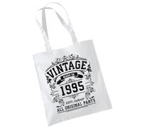 Bang Tidy Clothing 30th Birthday Gifts for Women Men Vintage Original Parts 1995 Funny Tote Bags Present - WHITE