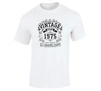 Bang Tidy Clothing 50th Birthday Gifts for Men, Vintage Born in 1975 Funny Keepsake Present for Him Husband Dad Brother Coworker White-L