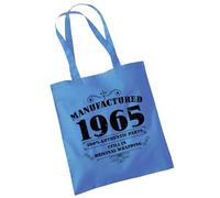 Bang Tidy Clothing 60th Birthday Gifts For Women - Cotton Tote Bag For Her - Funny Manufactured Slogan Born In 1965 - Present Bag Gift Wrapping - Cblue