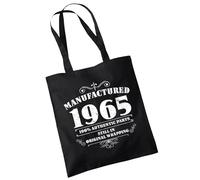 Bang Tidy Clothing 60th Birthday Gifts For Women - Cotton Tote Bag For Her - Funny Manufactured Slogan Born In 1965 - Present Bag Gift Wrapping - Black