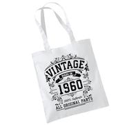 Bang Tidy Clothing 65th Birthday Gifts for Women Men Vintage Original Parts 1960 Funny Tote Bags Present - WHITE