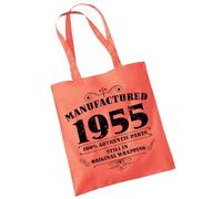 Bang Tidy Clothing 70th Birthday Gifts for Women Men Manufactured 1955 Funny Tote Bags Present - CORAL
