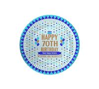 Bang Tidy Clothing 70th Birthday Paper Plates Pack of 12 - Disposable Small 11.2 cm (7.1 Inches) Party Decorations Tableware - Looks Great - Blue