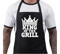 Bang Tidy Clothing BBQ Aprons for Men, Funny Cooking BBQ Apron in 100% Cotton, Adjustable with 2 Pockets, Birthday, Christmas, Cooking Gifts for dad, chef, husband, him - King of the Grill - Black