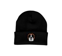 Bang Tidy Clothing Boxer Beanie Hat - Dog Lovers Gifts for Women - Winter Hats for Women - Knitted Wooly Ladies Hats - Dog Walking Accessories - Embroidered Gifts for Dog Lovers Black