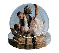 Bang Tidy Clothing Custom Wedding Evening Reception Party Plates, Personalised Upload Your Own Couples Photo Disposable Buffet Table Paper Plates 100