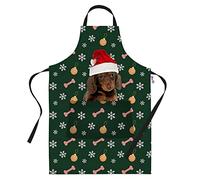 Bang Tidy Clothing Dog Lovers Gifts - Christmas Baking Cooking Kitchen Apron - Dachshund Sausage Dog in a Santa Hat Aprons - Gifts for Women & Men