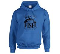 Bang Tidy Clothing Fishing Gifts Hoodie for Men - Mens Funny Carp Fishermen Hoodies Jumpers - Born To Fish - Blue-L
