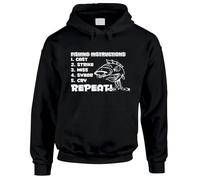 Bang Tidy Clothing Fishing Gifts Hoodie for Men - Mens Funny Carp Fishermen Hoodies Jumpers - Instructions Black-XL