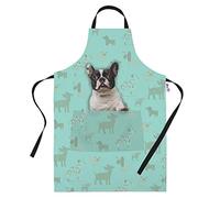 Bang Tidy Clothing French Bulldog Gifts for Dog Lovers Owners - Cooking Baking Aprons - Kitchen Apron Gift for Women Men Bakers and Cooks Green