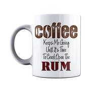 Bang Tidy Clothing Funny Novelty Printed Mugs First Coffee Keeps Me Going Until It's Time to Drink Rum Coffee Mug Tea Cup Gift