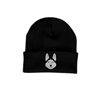 Bang Tidy Clothing Husky Beanie Hat - Dog Lovers Gifts for Women - Winter Hats for Women - Knitted Wooly Ladies Hats - Dog Walking Accessories - Embroidered Gifts for Dog Lovers Black