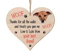 Bang Tidy Clothing Jack Russell Gifts for Dog Lovers Owners - Wooden Hanging Heart Plaque Sign Keepsake Gift Tag - Woof! - S