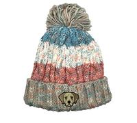 Bang Tidy Clothing Labrador Retriever Pom Pom Bobble Beanie Hat - Dog Lovers Gifts for Women Men - Knitted Winter Hats - Embroidered - Acrylic - Milkshake