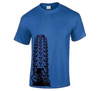 Bang Tidy Clothing Men's Downhill MTB Tyre Track Mountain Bike T Shirt Royal L