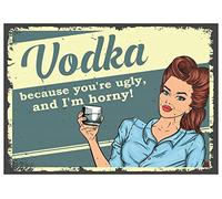 Bang Tidy Clothing Metal Bar Signs Tin Plaque Vintage Style - Ideal Accessories for Home Bar Pub Shed Man Cave Gift - 3 Sizes Vodka Because You're Ugly 2