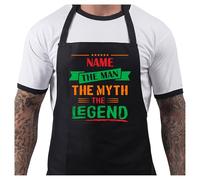 Bang Tidy Clothing Personalised BBQ Aprons for Men, Funny Cooking BBQ Apron - Cotton, Adjustable with 2 Pockets, Birthday, Christmas, Cooking Gifts for Dad, Husband, Him Chef - The Myth - Black