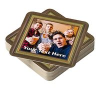 Bang Tidy Clothing Personalised Beer Mats Photo Coasters Drinks Mats - Pack of 24 with Framed Photo Effect - Home Bar Accessories Gifts - Cardboard - Add Own Photo and Text