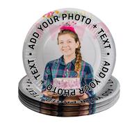 Bang Tidy Clothing Personalised Birthday Party Plates - Custom Photo Paper Plates, Disposable Plates for Hot Food - Ideal for Kids Parties, Weddings, Baby Showers, Christmas, Business Events - 50
