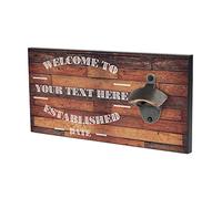 Bang Tidy Clothing Personalised Bottle Opener Wall Mounted Wooden Bar Sign Plaque - Bar Accessories for Home Pub Man Cave - Beer Gifts for Him Dad - 30 cm x 15 cm x 1.5 cm - WS-A1273 - ADD YOUR TEXT