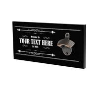 Bang Tidy Clothing Personalised Bottle Opener Wall Mounted Wooden Bar Sign Plaque - Bar Accessories for Home Pub Man Cave - Beer Gifts for Him Dad - 30 cm x 15 cm x 1.5 cm - WS-RA815 - ADD YOUR TEXT
