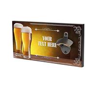 Bang Tidy Clothing Personalised Bottle Opener Wall Mounted Wooden Bar Sign Plaque - Bar Accessories for Home Pub Man Cave - Beer Gifts for Him Dad - 30 cm x 15 cm x 1.5 cm - WS-RA813 - ADD YOUR TEXT