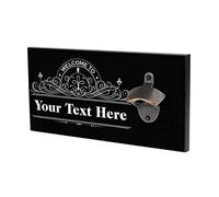 Bang Tidy Clothing Personalised Bottle Opener Wall Mounted Wooden Bar Sign Plaque - Bar Accessories for Home Pub Man Cave - Beer Gifts for Him Dad - 30 cm x 15 cm x 1.5 cm - WS-RA816 - ADD YOUR TEXT