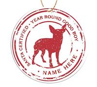 Bang Tidy Clothing Personalised Dog Christmas Tree Decorations - Chihuahua Dog Gifts for Dog Lovers Owner - Christmas Pet Decorations Xmas Bauble Ornaments Plaque Gift - 9cm Round Acrylic - Good Boy