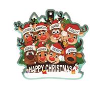 Bang Tidy Clothing Personalised Family Christmas Tree Bauble - Xmas Baubles Decorations Ornament Accessories Gifts- REINDEER Family of 8 - ADD YOUR NAMES