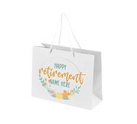 Bang Tidy Clothing Personalised Retirement Gift Bags for Women - Retiring Leaving Gifts - Happy - White - M