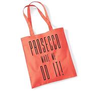Bang Tidy Clothing Printed Tote Bag Slogan Women's Gift Idea 100% Cotton Prosecco Made Me Do It Funny Beach Accessories Canvas Shoulder Bag - Orange