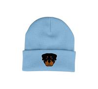 Bang Tidy Clothing Rottweiler Beanie Hat - Dog Lovers Gifts for Women Men - Knitted Winter Hats - Embroidered - Acrylic - Sky Blue