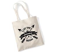 Bang Tidy Clothing Tote Bags For Women Let The Adventure Begin Printed Cotton Shopper Bag Gifts SAND