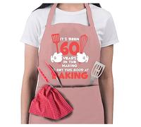 Bang Tidy Clothing Women's 60th Birthday Gift Apron It's Been 60 Years Aprons 60th Birthday Gifts 100% Cotton 2 Pockets - Pink