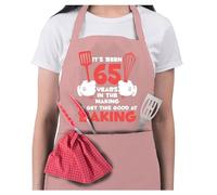 Bang Tidy Clothing Women's 65th Birthday Gift Apron It's Been 65 Years 1959 Apron 65th Birthday Gifts 100% Cotton 2 Pockets Pink