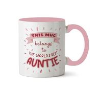 Bang Tidy Clothing World's Best Auntie Novelty Coffee Mug for Her, Mum Best Friend Birthday Gift Ideas, Aunty Friend Keepsake Present, Womens Special Sentimental Gifts - Apink
