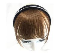 Bang Wig Bangs Hair Human Hair Bangs Neat Fringe Hair Extensions with Headband for Girl Women Blunt Bangs In Hair Extensions Hairpieces Non-remy Brazilian Hair Bangs Hair Clip(Light Brown)
