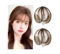 Bang Wig Clip In 3D Air Bangs Natural Looking Hair Bangs For Women Girls Two Piece Clip On Fringe Hair Extensions Part Wig Bangs Hair Clip(Dark brown)