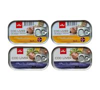 Banga Canned Food | Cod Liver and Cod Liver with Bay Leaf and Pepper | Easy Open Pull Ring | Tinned Ready Meals | Latvian Origin Delicious food (Cod Liver Collection, 4 Pack)