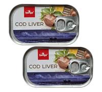 Banga Canned Food | Cod Liver, Salmon, Sprats and Mackeral | Easy Open Pull Ring | Ready Meals | Latvian Origin Delicious food (Cod Liver 121g, 2 Pack)