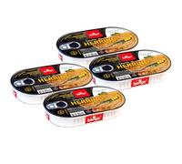 Banga Canned Food | Fish Cod Liver, Salmon, Sprats and Mackeral | Easy Open Pull Ring | Ready Meals | Latvian Origin Delicious food (Canned Smoked Atlantic Herring Fillet in Oil 170g, 4 Pack)