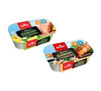 Banga Canned Food | Salmon in Teriyaki Sauce and Salmon in Oil | Easy Open Pull Ring | Tinned Ready Meals | Latvian Origin Delicious food (Salmon Collection, 2 Pack)